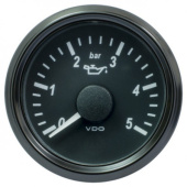 VDO A2C3833160030 - SingleViu 0248 Engine Oil Pressure 5Bar Black 52mm White Lighted w/ Red Pointer