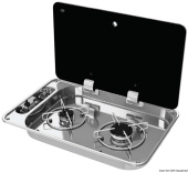 Osculati 50.806.02 - 2-Burner Hob With Tinted Glass Cover 530x340 mm