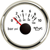 Uflex 62017UK - Ultra White SS Oil Pressure Gauge 0-10 Bar