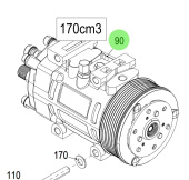 Steyr Z026145-0 - A/C Compressor 170 cm³ in RAL9006 for Steyr SE Engines