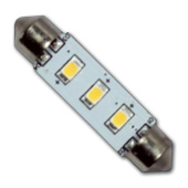 Hollex LED Festoon 10–30V 0.6W Warm White 3 LEDs 42mm