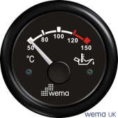 Wema 110370 Blackline Ø52mm Oil Temperature Gauge 50 - 150ºC - Black