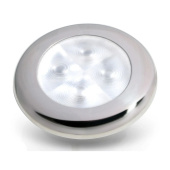 Hella Marine 2XT 980 501-521 - Slim Line Round Courtesy Lamps, White Light, Polished Stainless Steel Rim, 24V DC