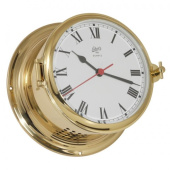 Schatz Clock Quartz Royal Polished Brass Ø180 mm Roman Numerals