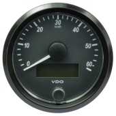 VDO A2C3832890032 - SingleViu Speedometer 60 Km/h Black 80mm Amber Lighted w/ Red Pointer