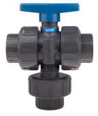 Parker 14018122RH 3-Way 180° 2" Slip Ball Valve PVC
