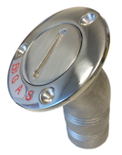 Allpa Stainless Steel Deck Entries 'Gas', Hose Connection Ø38mm, Flange Ø76mm, 30° Model