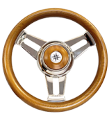 Allpa 3 Double Spoke Stainless Steel Steering Wheel Model 31 Teak, Ø=350mm