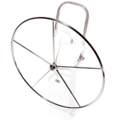 Lewmar 89700064 - Sailboat Steering Wheel - Commodore 48 in (1219 mm) - Dished w/ Taper Hub (Stainless Steel) - 8 Spokes w/ Hide Leather Cover