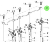 Nanni Diesel 970313625 - Overflow Pipe Assembly for Nozzle Holder and Glow Plug