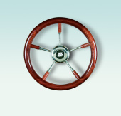 Ultraflex 39424B - Steering Wheel V66 - Mahogany Stainless Steel Spokes 350mm