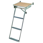 Plastimo 65959 - Platform & Telescopic Ladder, 3 Steps, Anti-slip Grey PVC Steps, 70mm Wide