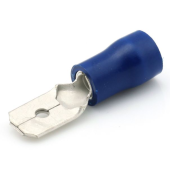 Male Spade Connector - Blue, 6.3 x 0.5 mm, 100 pcs.