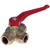 Allpa Chromed Brass 3-Way Ball Valve With Double Outlet 'T-Flow', 1-1/2"