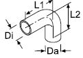 Webasto 1319934A - Molded Hose Di Ø 38 mm, Da Ø 47 mm Length 1 = 70 mm, L 2 = 105 mm 90° Silicone