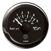 VDO A2C59514123 - Engine oil pressure Gauge 0-5bar / 0 - 80psi Black ViewLine 52 mm