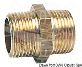 Osculati Brass Double Nipple, Male Thread x Male Thread, 1/4" to 4"