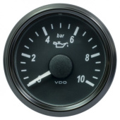 VDO A2C3832690032 - SingleViu 0248 Engine Oil Pressure 10Bar Black 52mm Amber Lighted w/ Red Pointer