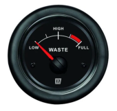 Vetus WASTB - Waste Water Level Gauge, Black, 12/24V, Cut-out Size Ø 52 mm (excl. Sensor)
