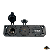 Trem L0680012 - Digital Voltmeter A+C Double USB Cigarette Lighter Socket Black Colour