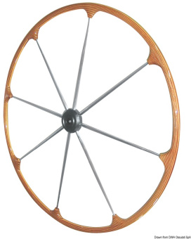 Osculati 45.167.06 - Stainless Steel Steering Wheel With Teak Outer Rim 800 Mm