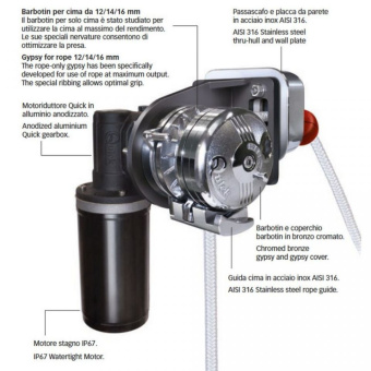 Quick FSBL20924FY5B00 - BL2 P 924F Y Windlass 900W 24V 5/16'' FF