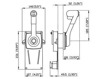 Ultraflex B184 Side Mount Single Lever Control with Positive Neutral Position Blocking System and Trim Switch