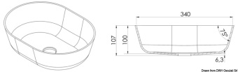 Osculati 50.184.01 - Countertop semi-oval sink Ocritech white 350x260 mm