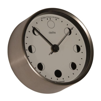 Delite 607300 - Clock Clausen Stainless Steel 100 mm Moon