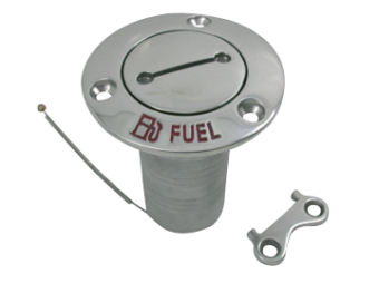 Allpa Stainless Steel Deck Entries 'Fuel', Hose Connection Ø38mm, Flange Ø76mm, 0° Model