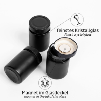 Silwy GD-192-BB-3 - 1.25" 192 ml Transparent/Black Crystal Glass/Magnet Glasses Set For Delicacies, 3 Pieces