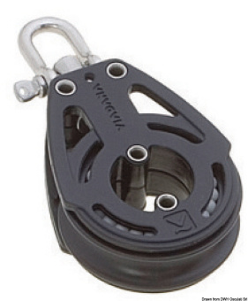 Viadana Composite Ball Bearing Single Block with Lockable Sheave for Rope up to 12 mm, 57 mm Sheave