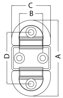 Osculati 39.871.03 - Folding Pad Eye 75x126 mm Double 10 mm Ring Breaking Load Kg 12000