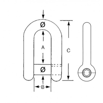 AISI 316 S.S. Flush Pin D Shackles 6 mm
