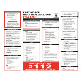 Marine First Aid Sign 2024 for Industrial Accidents, English, Hard Plastic, 390×300 mm