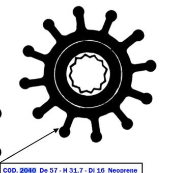 Technautic 7404 - Impeller W57xH31.7 Shaft 16 Serrated 12-Blade