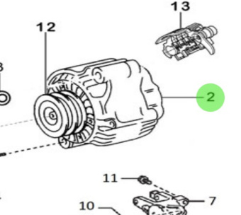 Nanni Diesel 970316227 - Alternator Assembly With Regulator for T4 Series Engines