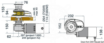 Osculati 02.433.24-08 - Lofrans Project Windlass 1000W Chrome Brass 24V High 8 mm