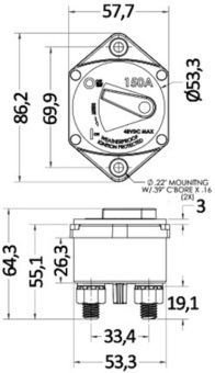 Osculati 02.710.10 - Watertight Panel Mount Circuit Breaker 70 A