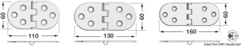 Osculati 38.455.01 - Hinge reversed pin heavy duty 110x60 mm