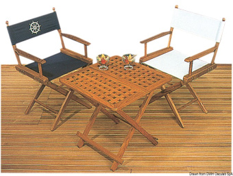 Osculati 71.336.50 - Teak Folding Chair Blue Padded Fabric Brass