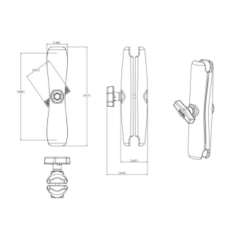 Ram Mount RAM-201U-D - Connecting Arm Long 230mm C Ball