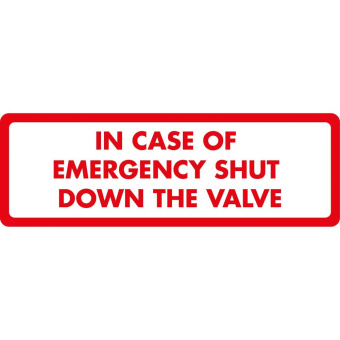 Marine Emergency Valve Shut-Off Instruction Sticker, English, Soft PVC, 150×50 mm