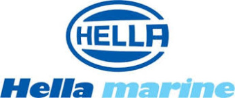 Hella Marine 2XT 980 503-421 - Slim Line Round Courtesy Lamps, Cyan, Gold Plated Stainless Steel Rim 24v