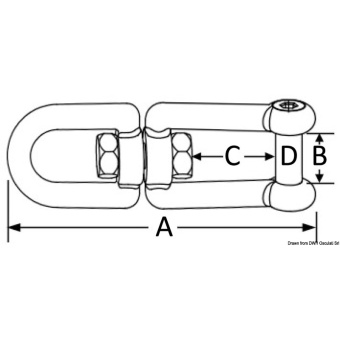 Osculati 01.438.02 - Mirror polished stainless steel swivels - 10 mm Eye + Shackle Flush Pin