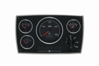 Vetus MPA34KBS25 - Aluminium Engine Panel, Second Generation 12V, 4 Black Instrument (0-5000 RPM)