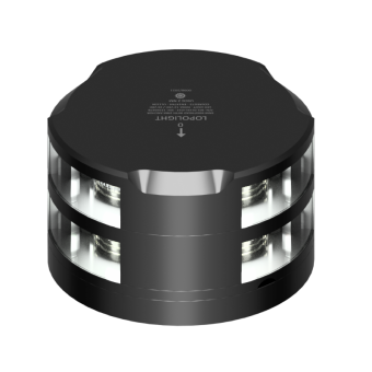 Lopolight 201-011KL+012S-B-UL - Navigation Light 3NM 225° White Masthead+2NM 360° White/Strobe, Black