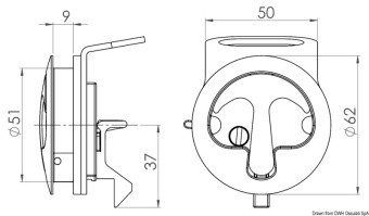 Osculati 38.228.01 - Toilet lock for open boats with lock/unlock from the inside