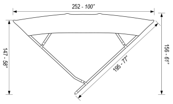 Bimini Top Onyx 185 x 156 x 252 cm; Black; Tube Ø 25 mm