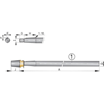 Vetus SA50/5000 - Stainless Steel Shaft with Cap Nut L=5000mm, Ø50mm